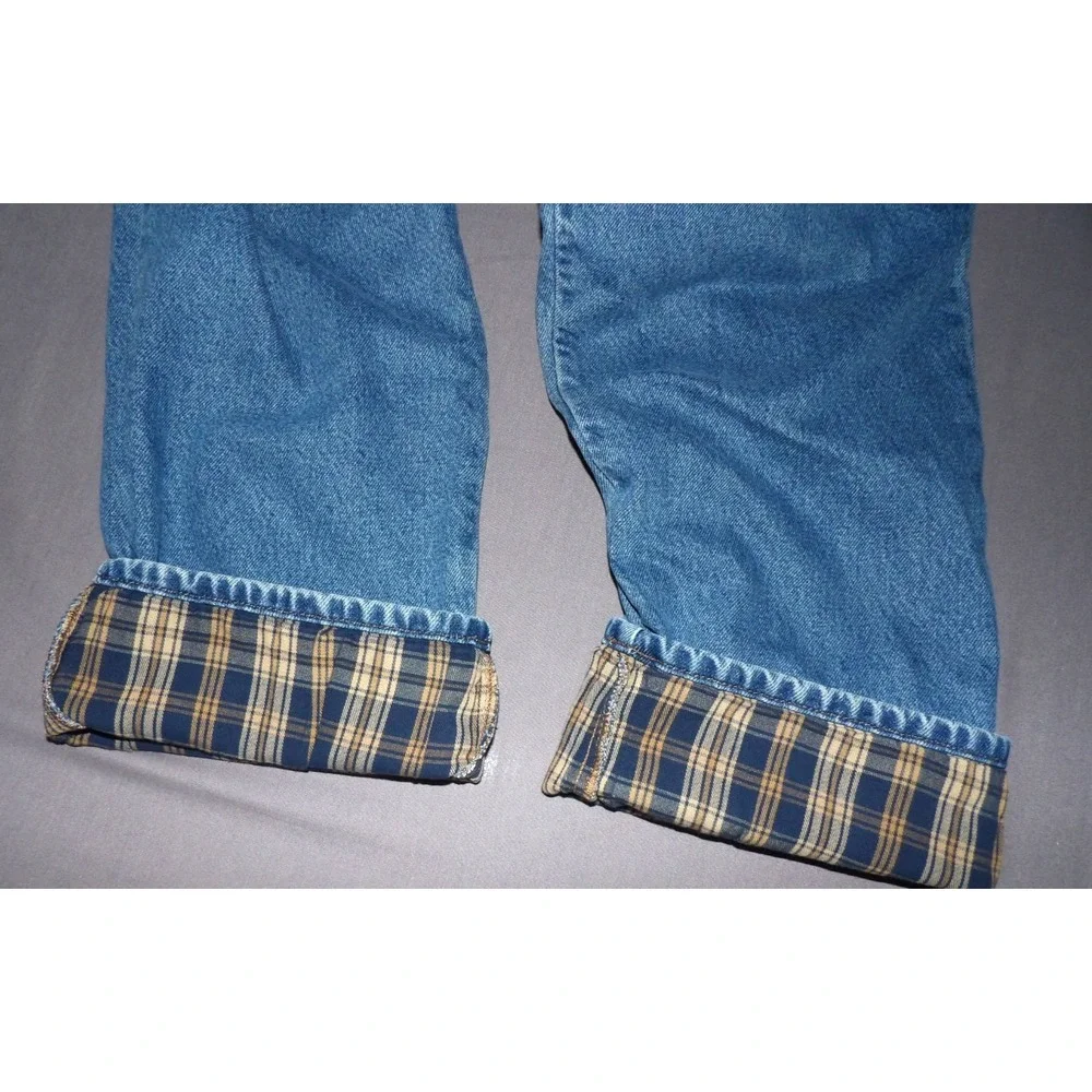 L.L. Bean 100% Cotton Flannel Lined Straight Leg Denim Jeans Men's 37 X 29